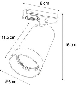 Модерен прожектор с димен пръстен за 1-фазна релсова система GU10 50mm - Iconic Jeana