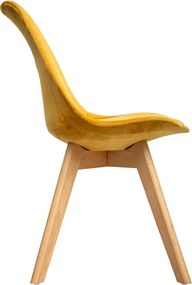 Трапезен стол atmosphera Baya, Велур - Жълт