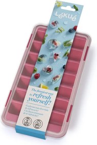 Форма за лед с капак Lekue 1009043, 23х11.8х3.2 см, 14 правоъгълни кубчета, -40 +60°C, Червен