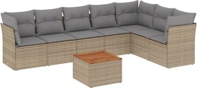 3256010 vidaXL Градински диван с възглавници 8 части бежов микс полиратан