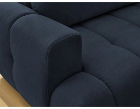 Тъмносин сгъваем/с място за съхранение ъглов диван (десен ъгъл/L форма) Fuji – Bobochic Paris