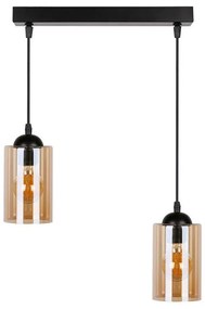 Черна висяща лампа със стъклен абажур 10x34 cm Bistro - Candellux Lighting