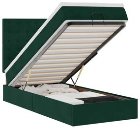 3313598 vidaXL Османска легло с матраци, тъмнозелено, 100x200 см, кадифе