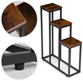 Стойка за цветя на тавана - 3-етажна метална стойка с дървени рафтове