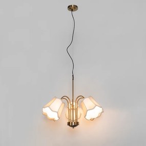 Класически висящ аплик месинг с бял абажур 5-светлина - Nona