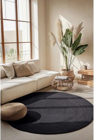 Черен двустранен ръчно изработен ютен кръгъл килим ø 140 cm Braided – Hanse Home