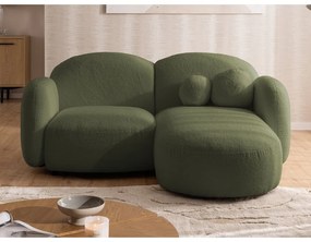 Зелен ъглов диван от прежда с примки от букле (десен ъгъл) Orbit – Ropez