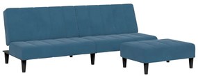 3258091 vidaXL 2-местно разтегателно канапе с табуретка, синьо, кадифе