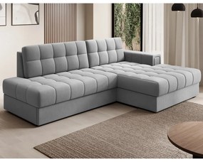 Сив кадифен разтегателен ъглов диван (десен ъгъл) Blezalt – ELTAP
