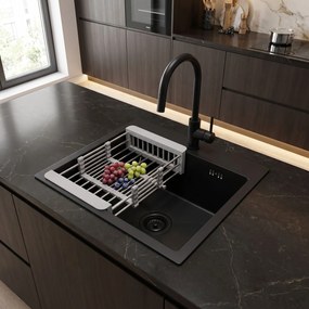 Стоманена мивка с комплект аксесоари 3 бр. REA Leo 40 Black