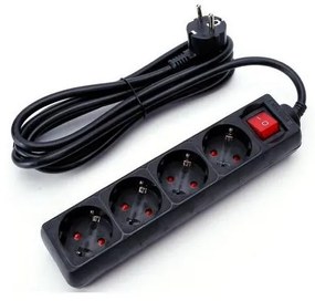 Aigostar удължител с ключ 4 гнезда 3м SCHUKO черен