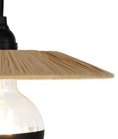 Ръстичен висящ аплик черен с въже 3-светлина - Leia