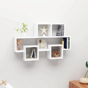 807250 vidaXL Стенен рафт във форма на кола, бял, 82x15x51см, инженерно дърво