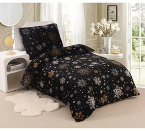 Черно микроплюшено спално бельо за единично легло 140x200 cm - My House