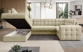 Ъглов диван Bale U-Екрю-Ляв