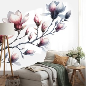 Фототапет – Нежни магнолии на бял фон