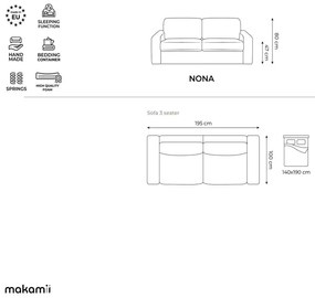 Кафяв разтегателен диван от рипсено кадифе 195 cm Nona – Makamii