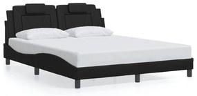 3208103 vidaXL Рамка за легло Viana без матрак, черна, 160x200 см, изкуствена кожа