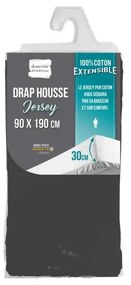 Антрацитен еластичен чаршаф от джърси 90x190 cm Jersy – douceur d'intérieur