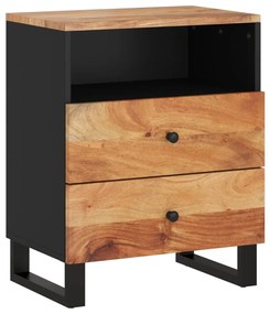 350665 vidaXL Нощно шкафче 50x33x62 см масивна акация и инженерно дърво