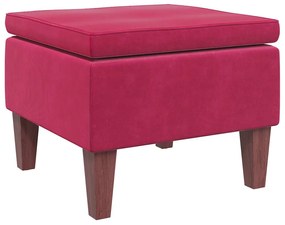 329462 vidaXL Табуретка с дървени крака, виненочервена, кадифе