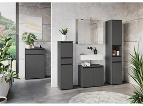 Антрацитен висок шкаф за баня 63x98 cm Lemont – Germania