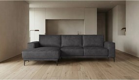 Ъглов диван в черно и сиво от изкуствена кожа (ляв ъгъл) Copenhagen - Scandic