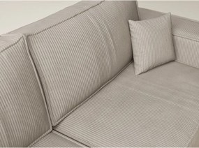 Бежов сгъваем/с място за съхранение ъглов диван от рипсено кадифе (ляв ъгъл/L форма) Tonga – Maison de Rêve