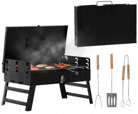 Градински грил с регулируеми рафтове 43 x 23 x 40 cm