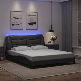 3213944 vidaXL Рамка за легло с LED без матрак Hvar, сива, 160x200 cм