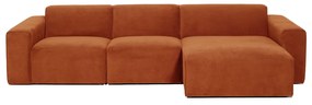 Оранжев ъглов диван от велур (десен ъгъл) Sting - Scandic