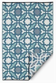 Синьо-сив двустранен килим за открито, изработен от рециклирана пластмаса , 120 x 180 cm Seville - Fab Hab