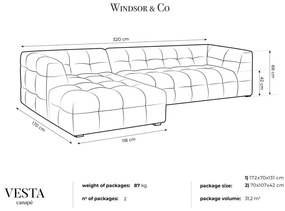Ъглов диван от синьо кадифе , ляв ъгъл Vesta - Windsor &amp; Co Sofas
