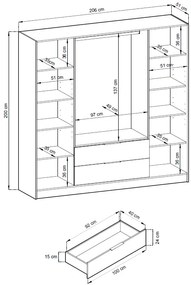 Гардероб Nolan 4-door with Огледало-Fusiko