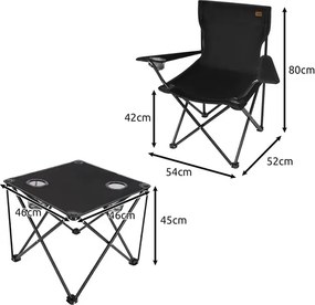 Сгъваем комплект за къмпинг - 2 стола + маса