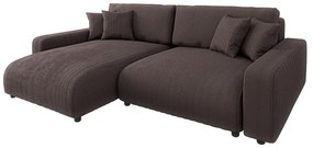 Кафяв разтегателен ъглов диван от рипсено кадифе (променлив) Sara – Ropez