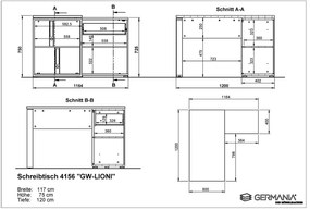 Работна маса от дъб 120x117 cm Lioni - Germania