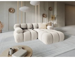 Бежов кадифен модулен ъглов диван (десен ъгъл) Bellis – Micadoni