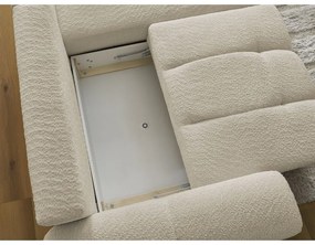 Бежов сгъваем/с място за съхранение ъглов диван от прежда с примки от букле (десен ъгъл) Roxelane – Bobochic Paris