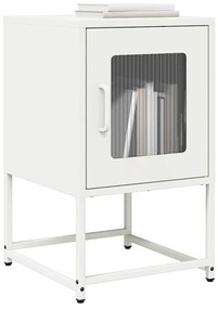 853331 vidaXL Нощно шкафче бяло 36x39x60,5 cm Студено валцувана стомана