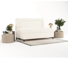 Кремаво тапицирано единично легло 100x200 cm Alba – Maison de Rêve