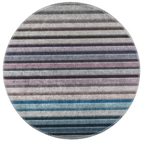 Синьо-сив миещ се кръгъл килим ø 120 cm - Vitaus