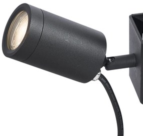 Външен прожектор черен за дърво GU10 50mm въртящ се и накланящ се IP65 - Solo