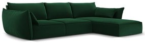 Тъмнозелен кадифен ъглов диван (десен ъгъл) Vanda – Mazzini Sofas