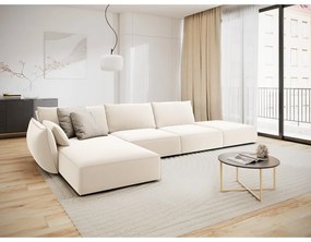 Бежов кадифен ъглов диван (ляв ъгъл) Vanda – Mazzini Sofas