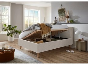 Бежово двойно легло 140x200 cm тапицирано с място за съхранение с включена подматрачна рамка Mattis – Meise Möbel