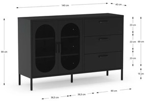 Черен скрин 140x90 cm Diora – Marckeric
