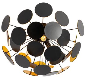 Дизайнерски таванен аплик черен със злато 54 см 3-светлина - Cerchio