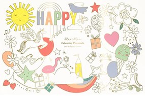 Хартиени подложки за хранене в комплект 8 бр. 28x42.5 cm Happy Icons – Meri Meri