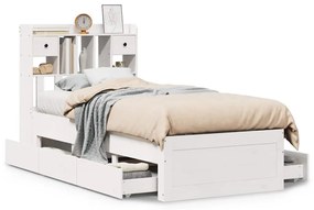 3308970 vidaXL Легло с етажерка за книги, без матрак, 90x200 см, бор масив